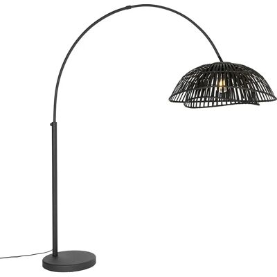 Lámpara de Pie de Bambú Negro Qazqa - Decor Oriental Elegante Lámpara de Pie de Bambú Negro Qazqa - Decor Oriental Elegante