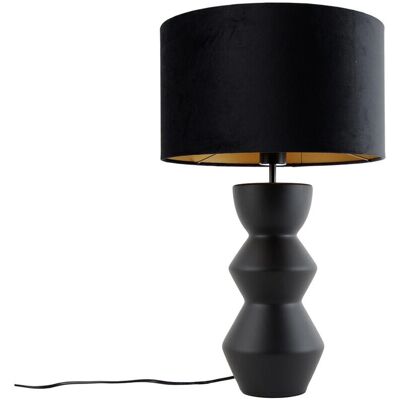 QAZQA Lámpara de mesa negra Alisia - Cerámica, 35cm, Regulable, IP20 QAZQA Lámpara de mesa negra Alisia - Cerámica, 35cm, Regulable, IP20