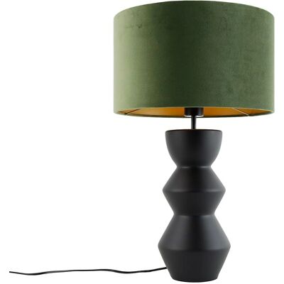 QAZQA Alisia Lámpara de mesa de terciopelo verde QAZQA Alisia Lámpara de mesa de terciopelo verde