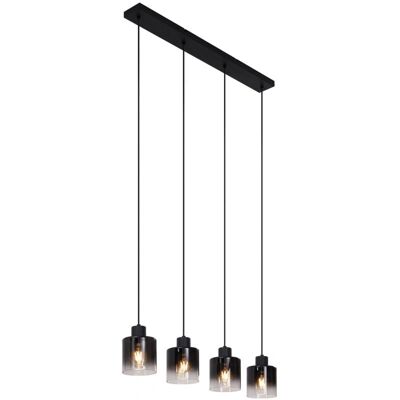 Lámpara colgante negra moderna con cristal ahumado 4 luces - Interior Lámpara colgante negra moderna con cristal ahumado 4 luces - Interior
