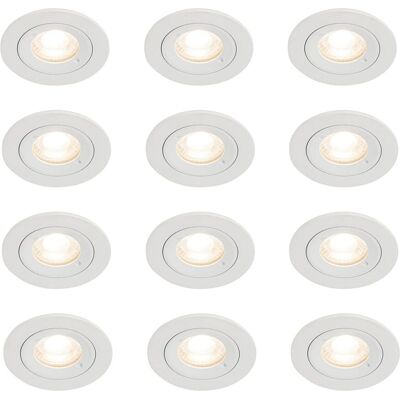 Qazqa Moderno Set of 12 White GU10 Recessed Spotlights - Spotlights Qazqa Moderno Set of 12 White GU10 Recessed Spotlights - Spotlights