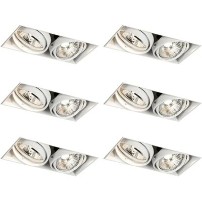 QAZQA - Moderno 6F GU10 - Blanco - 2-luces por unidad - Luces de techo QAZQA - Moderno 6F GU10 - Blanco - 2-luces por unidad - Luces de techo