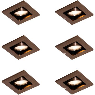 Qazqa - Modern recessed 6-pack bronze adjustable spotlights - Qure Lighting Qazqa - Modern recessed 6-pack bronze adjustable spotlights - Qure Lighting