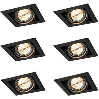 Qazqa Empotrables Ajustables AR111 Negros - Iluminación Moderna de Techo Qazqa Empotrables Ajustables AR111 Negros - Iluminación Moderna de Techo