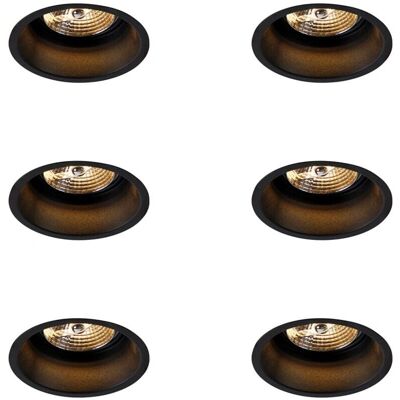 Qazqa Focos empotrados negros AR70 - Pack de 6 Qazqa Focos empotrados negros AR70 - Pack de 6
