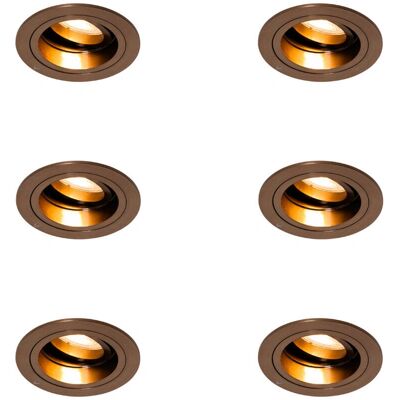 QAZQA Dunkelbronze 6er Set Einbauleuchten - Für LED geeignet QAZQA Dunkelbronze 6er Set Einbauleuchten - Für LED geeignet
