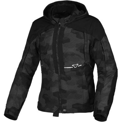 Chaqueta de tela de moto impermeable para damas Macna Territor - Negro Multicolor - XS Chaqueta de tela de moto impermeable para damas Macna Territor - Negro Multicolor - XS