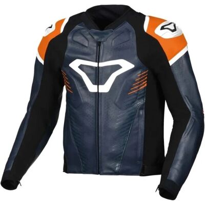 Chaqueta de cuero para motocicleta Macna Tronniq - Azul Naranja - 46 Chaqueta de cuero para motocicleta Macna Tronniq - Azul Naranja - 46