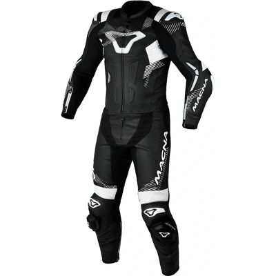 Macna Armadyl Leder-Motorradanzug - Herren, Schwarz & Weiß, Belüftet Macna Armadyl Leder-Motorradanzug - Herren, Schwarz & Weiß, Belüftet