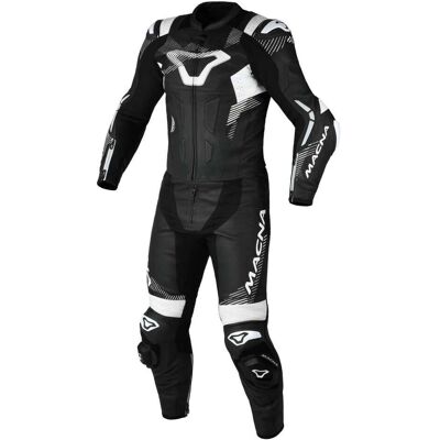 Traje de motocicleta de cuero negro y blanco Macna Armadyl - Traje de motocicleta Traje de motocicleta de cuero negro y blanco Macna Armadyl - Traje de motocicleta