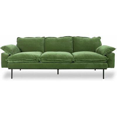 Canapé en Velours Vert Retro HKliving 3 Places - Canapé - Publicité Canapé en Velours Vert Retro HKliving 3 Places - Canapé - Publicité