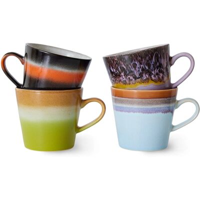 HKLIVING Set di 4 Tazze da Caffè Dipinte a Mano con Smalto Reattivo - Rétro Anni 70 HKLIVING Set di 4 Tazze da Caffè Dipinte a Mano con Smalto Reattivo - Rétro Anni 70