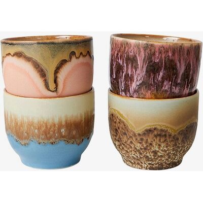 HKliving Tazze da Caffè in Ceramica Lagoon 70s - Design Vintage 70s HKliving Tazze da Caffè in Ceramica Lagoon 70s - Design Vintage 70s