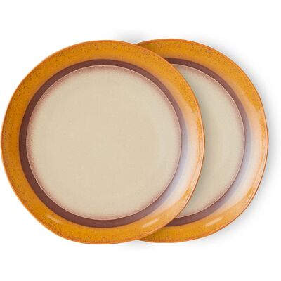 HKliving - Piatti in ceramica - Set da 2 Arancione - Stile anni '70 HKliving - Piatti in ceramica - Set da 2 Arancione - Stile anni '70
