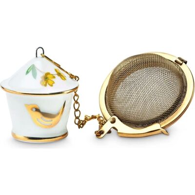 Infuseur à Thé Pip Studio Maison Oiseau - Infuseur avec support en porcelaine dorée - Publicité Infuseur à Thé Pip Studio Maison Oiseau - Infuseur avec support en porcelaine dorée - Publicité