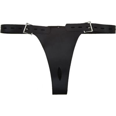Cinturón de castidad de cuero negro con tapón anal desmontable - Cinturón de castidad Cinturón de castidad de cuero negro con tapón anal desmontable - Cinturón de castidad