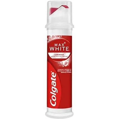 Dentifrice blanchissant à la menthe Colgate Max White - 100ml Pompe - Publicité Dentifrice blanchissant à la menthe Colgate Max White - 100ml Pompe - Publicité
