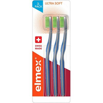 Elmex Swiss Made Ultra Soft Hammasharjat - 3 kpl Keltainen, Sininen, Valkoinen Elmex Swiss Made Ultra Soft Hammasharjat - 3 kpl Keltainen, Sininen, Valkoinen
