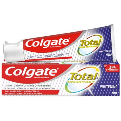 Dentifricio Colgate Total Whitening - Antibatterico 24h - Cura completa della bocca Dentifricio Colgate Total Whitening - Antibatterico 24h - Cura completa della bocca