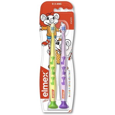 Ensemble de Brosses à Dents pour Bébé - 0-3 Ans - Bleu & Violet - Publicité Ensemble de Brosses à Dents pour Bébé - 0-3 Ans - Bleu & Violet - Publicité