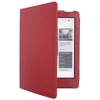 Housse Gecko Rouge Magnétique en Faux Cuir pour Kobo Aura Edition 2 - Publicité Housse Gecko Rouge Magnétique en Faux Cuir pour Kobo Aura Edition 2 - Publicité