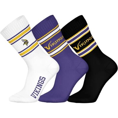 Barefoot NFL Minnesota Vikings Team-Socken - 3er Pack Multi Barefoot NFL Minnesota Vikings Team-Socken - 3er Pack Multi