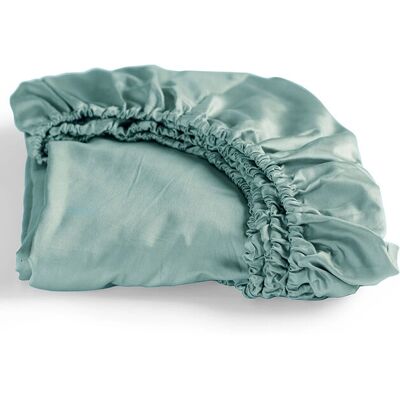 CINDERELLA Groene satijnen hoeslaken - 90x220cm voor 25cm matras CINDERELLA Groene satijnen hoeslaken - 90x220cm voor 25cm matras
