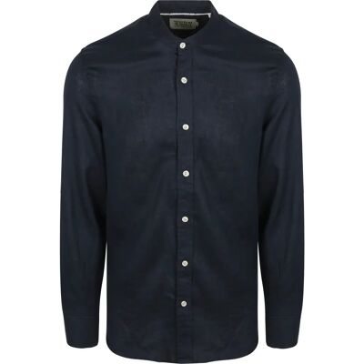 Scotch and Soda Linnen Mao Overhemd Marineblauw - Overhemd Scotch and Soda Linnen Mao Overhemd Marineblauw - Overhemd