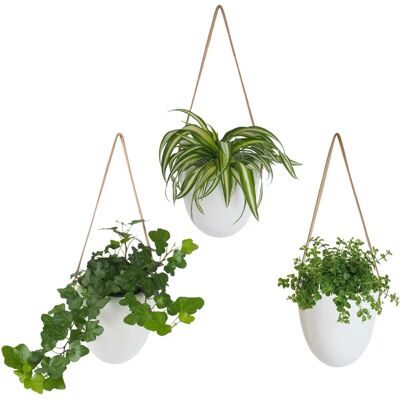 Gadgy Porte-Plantes en Céramique Blanc Ensemble de 3 - Porte-Plantes Gadgy Porte-Plantes en Céramique Blanc Ensemble de 3 - Porte-Plantes