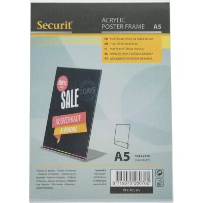 Securit A5 Gennemsigtig Akryl L-Form Ramme - Billedramme Securit A5 Gennemsigtig Akryl L-Form Ramme - Billedramme