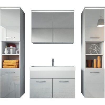 Ensemble Salle de Bain Badplaats Paso XL - Éclairage LED, Blanc Brillant - Publicité Ensemble Salle de Bain Badplaats Paso XL - Éclairage LED, Blanc Brillant - Publicité