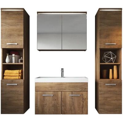 Ensemble salle de bain BADPLAATS Paso xl 80cm - Chêne Marron - Publicité Ensemble salle de bain BADPLAATS Paso xl 80cm - Chêne Marron - Publicité