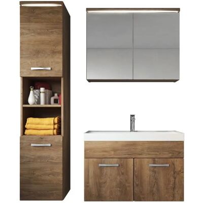 Ensemble salle de bain BADPLAATS Paso 80cm - Lavabo en marbre - Éclairage LED - Publicité Ensemble salle de bain BADPLAATS Paso 80cm - Lavabo en marbre - Éclairage LED - Publicité