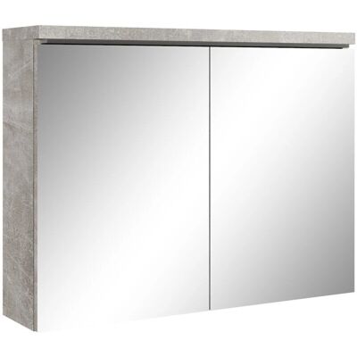 BADPLAATS Armoire Miroir Paso 80x60cm Gris Ciment - Double Porte - Publicité BADPLAATS Armoire Miroir Paso 80x60cm Gris Ciment - Double Porte - Publicité