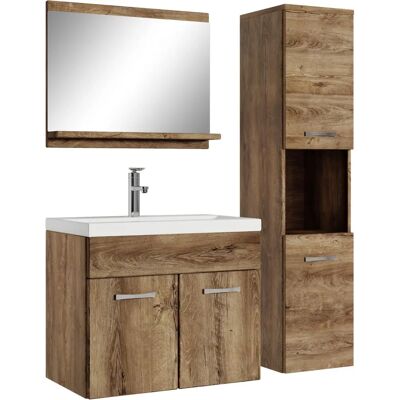 BADPLAATS Montreal 60cm Rovere Marrone Ensemble Salle de Bain - Lavabo & Miroir - Publicité BADPLAATS Montreal 60cm Rovere Marrone Ensemble Salle de Bain - Lavabo & Miroir - Publicité