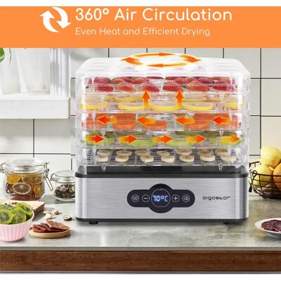 Aigostar Crispy Lebensmittel-Dehydrator - Einstellbare Temperatur, 5 Ablagen Aigostar Crispy Lebensmittel-Dehydrator - Einstellbare Temperatur, 5 Ablagen
