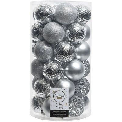 Set di 37 palline di Natale argentate Decoris - 6cm Set di 37 palline di Natale argentate Decoris - 6cm