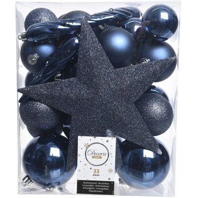 Decoris Blau 33 Stück Weihnachtskugeln & Spitze - Weihnachtsdekorationen Decoris Blau 33 Stück Weihnachtskugeln & Spitze - Weihnachtsdekorationen