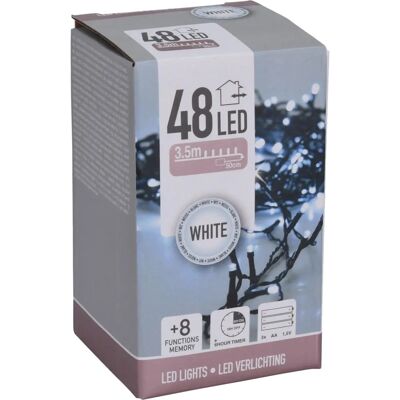 EDM Weiße batteriebetriebene Weihnachtskranz - 4m, 48 LEDs EDM Weiße batteriebetriebene Weihnachtskranz - 4m, 48 LEDs