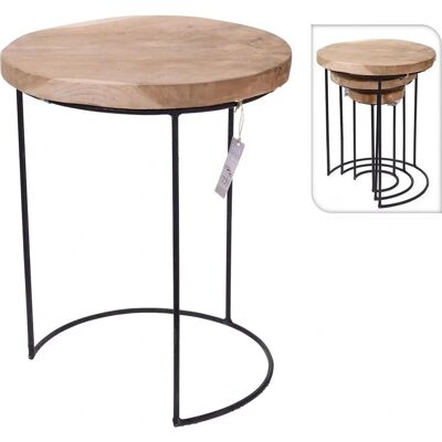 H&S Collection Set aus 3 Teak- und Metall-Beistelltischen H&S Collection Set aus 3 Teak- und Metall-Beistelltischen