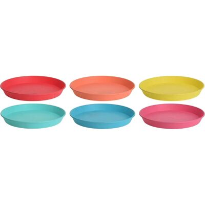 Excellent Housewares Wiederverwendbare Teller - Set aus 6 - Verschiedene Farben Excellent Housewares Wiederverwendbare Teller - Set aus 6 - Verschiedene Farben