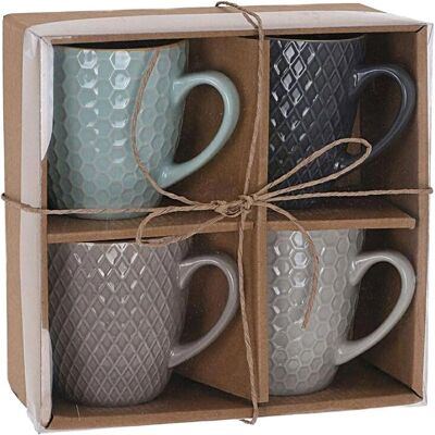 Marque Inconnue Ensemble de 4 Tasses en Stoneware - Café - Publicité Marque Inconnue Ensemble de 4 Tasses en Stoneware - Café - Publicité