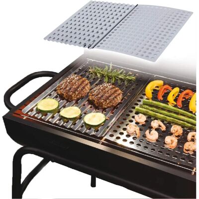 Piastra per Griglia in Acciaio Inox Vaggan BBQ - 46x30cm per Verdure e Carne Piastra per Griglia in Acciaio Inox Vaggan BBQ - 46x30cm per Verdure e Carne