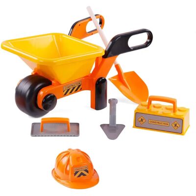 Cavallino Toys Geel Speelgoedset met Kruiwagen, Gereedschap & Helm Cavallino Toys Geel Speelgoedset met Kruiwagen, Gereedschap & Helm