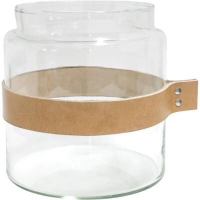 TAK Design Vase Wrap Me - Bande de Cuir - Verre - Ø19 x 20 cm - Marron TAK Design Vase Wrap Me - Bande de Cuir - Verre - Ø19 x 20 cm - Marron