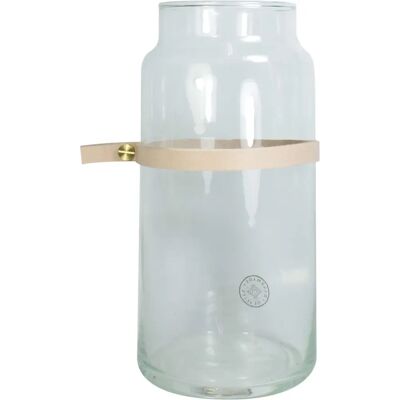 TAK Design Vaas Wrap Me Mini - Courroie en Cuir - Verre -Ø10 x 20 cm - Marron - Vase TAK Design Vaas Wrap Me Mini - Courroie en Cuir - Verre -Ø10 x 20 cm - Marron - Vase