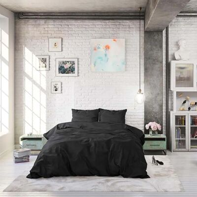 Zensation Zwart Satin Point Beddengoed - Micropercal, 220x140cm Zensation Zwart Satin Point Beddengoed - Micropercal, 220x140cm