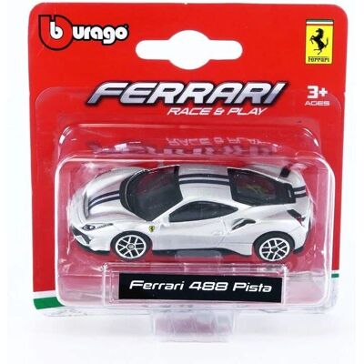 Bburago Ferrari 488 Pista - Échelle 1/64 - 2019 - Argent / Noir - Voiture jouet - Publicité Bburago Ferrari 488 Pista - Échelle 1/64 - 2019 - Argent / Noir - Voiture jouet - Publicité