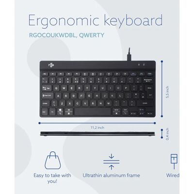R-Go Tools RGOCOUKWDWH - Compact Mini Ergonomic Keyboard R-Go Tools RGOCOUKWDWH - Compact Mini Ergonomic Keyboard