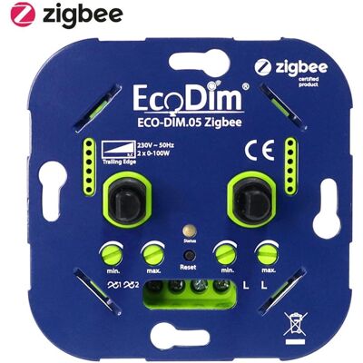EcoDim Zigbee Gradateur LED Duo - 2x 0-100W - Découpe de phase - Compatible avec interrupteur sans fil - Publicité EcoDim Zigbee Gradateur LED Duo - 2x 0-100W - Découpe de phase - Compatible avec interrupteur sans fil - Publicité